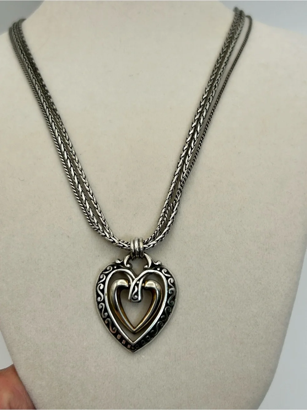 Brighton Ellington Heart Pendant Necklace Silver Plated 18